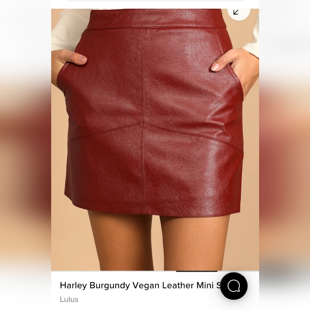 Lulu's Harley Burgundy Vegan Leather Mini Skirt